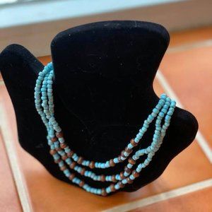 3 Strand Seed & Wood Bead  Handmade Bali Necklace